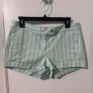 J.Crew Women’s Cotton Stretch Chino Shorts Printed Pockets Mint Green White,Sz 8
